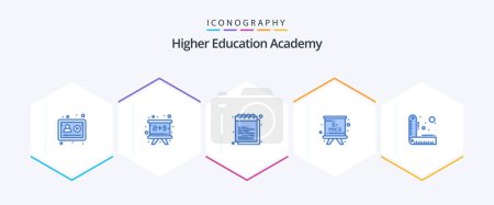 Illustration for Academy 25 Blue icon pack including design. board. academy. blackboard. university - Royalty Free Image