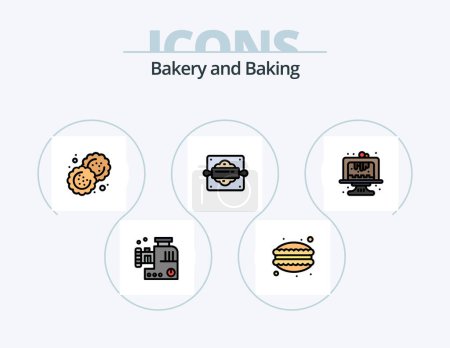 Illustration for Baking Line Filled Icon Pack 5 Icon Design. baking. icecream. food. dessert. cutter - Royalty Free Image
