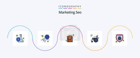 Illustration for Marketing Seo Line Filled Flat 5 Icon Pack Including disability. cogwheel. bag. approachability. like - Royalty Free Image