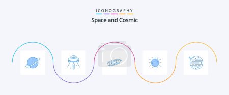Téléchargez les illustrations : Space Blue 5 Icon Pack Including space. universe. rocket. system. astronomy - en licence libre de droit