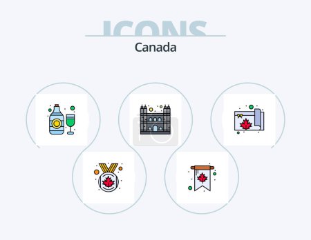Illustration for Canada Line Filled Icon Pack 5 Icon Design. cathedral. leaf. pumpkin. cucurbit - Royalty Free Image