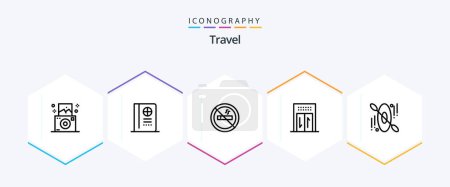 Illustration for Travel 25 Line icon pack including . . travel. travel. canoe - Royalty Free Image