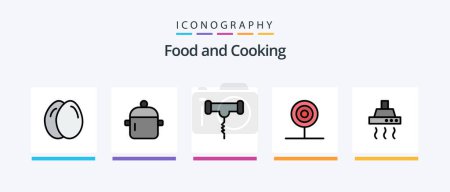 Ilustración de Paquete de 5 iconos con relleno de línea de alimentos, incluida la sandía. fruta. cocina. comida. cigüeña. Diseño de iconos creativos - Imagen libre de derechos