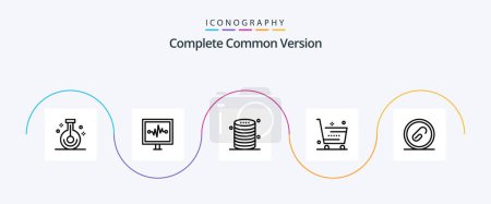Téléchargez les illustrations : Complete Common Version Line 5 Icon Pack Including shop. ecommerce. pulse line. cart. server - en licence libre de droit