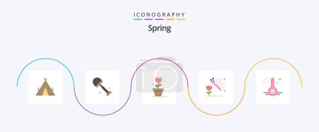 Illustration for Spring Flat 5 Icon Pack Including weather. temperature. flower. butterfly. butterfly and flower - Royalty Free Image