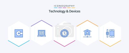 Illustration for Devices 25 Blue icon pack including smart home. home. online. devices. products - Royalty Free Image