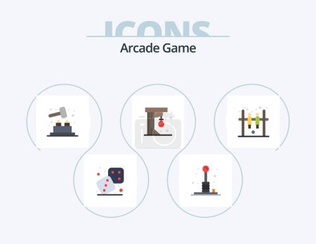 Téléchargez les illustrations : Arcade Flat Icon Pack 5 Icon Design. game. play. recreation. game. punching ball - en licence libre de droit