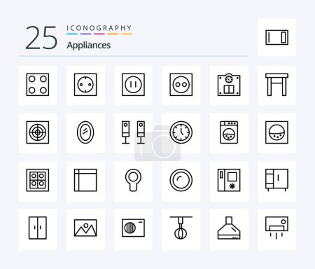 Illustration for Appliances 25 Line icon pack including home appliances. furniture. appliances. weight. floor - Royalty Free Image