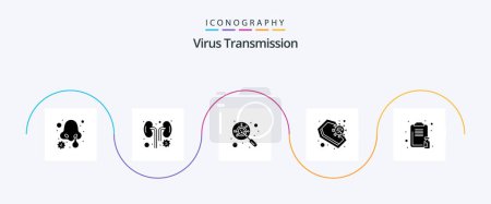 Illustration for Virus Transmission Glyph 5 Icon Pack Including healthcare. infection. devirus. death. coffin - Royalty Free Image
