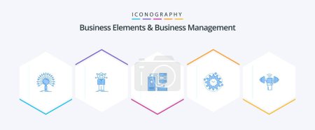 Illustration for Business Elements And Business Managment 25 Blue icon pack including processing. efficiency. network. information. database - Royalty Free Image