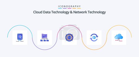 Ilustración de Cloud Data Technology And Network Technology Flat 5 Icon Pack Including share. computing. internet . reload. arrow - Imagen libre de derechos