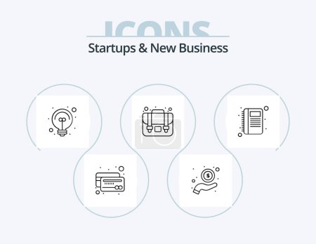 Illustration for Startups And New Business Line Icon Pack 5 Icon Design. case. bag. box. ways. path - Royalty Free Image