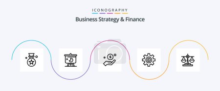 Ilustración de Estrategia de Negocios y Finanzas Línea 5 Icon Pack Incluyendo. caridad. ventas. La mano. dólar - Imagen libre de derechos