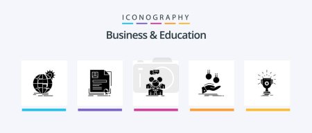 Ilustración de Business And Education Glyph 5 Icon Pack Incluyendo moneda. monedas. acuerdo. Equipo. reunión. Diseño de iconos creativos - Imagen libre de derechos
