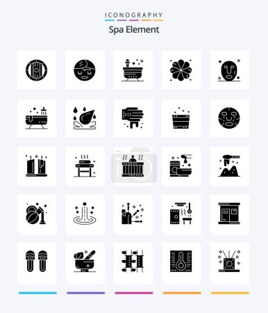 Illustration for Creative Spa Element 25 Glyph Solid Black icon pack  Such As spa. facial. beauty. element. plumeria - Royalty Free Image