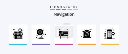 Ilustración de Navigation Glyph 5 Icon Pack Including building. smart. map. property. town. Creative Icons Design - Imagen libre de derechos