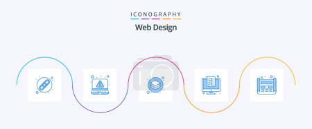 Photo for Web Design Blue 5 Icon Pack Including layout. technology. graphic. list. digital - Royalty Free Image