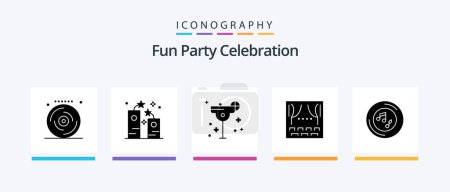 Illustration for Party Glyph 5 Icon Pack Including music. party. party. event. margarita. Creative Icons Design - Royalty Free Image