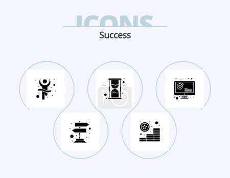 Ilustración de Sucess Glyph Icon Pack 5 Icon Design. screen. marked. success. correct. hour - Imagen libre de derechos