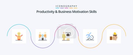 Illustration for Productivity And Business Motivation Skills Flat 5 Icon Pack Including escape. change. partnership. business. achieve - Royalty Free Image
