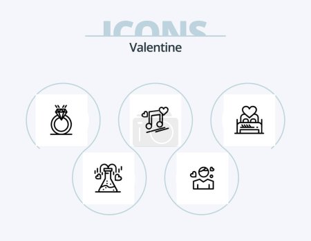 Ilustración de Valentine Line Icon Pack 5 Icon Design. love. flask. hanging. chemical. discount - Imagen libre de derechos
