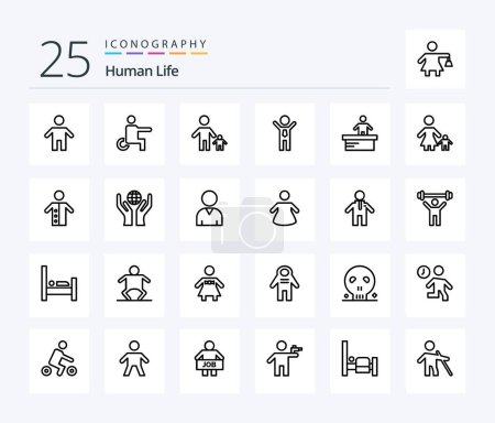Téléchargez les illustrations : Human 25 Line icon pack including cashier. success. child. business. kid - en licence libre de droit