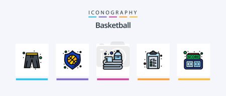 Ilustración de Basketball Line Filled 5 Icon Pack Including . digital. clock. board. card. Creative Icons Design - Imagen libre de derechos