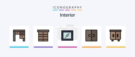 Illustration for Interior Line Filled 5 Icon Pack Including interior. decor. interior. closet. light. Creative Icons Design - Royalty Free Image