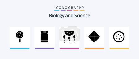 Ilustración de Biology Glyph 5 Icon Pack Incluye equipo. Biología. Biología. viagra. píldora. Diseño de iconos creativos - Imagen libre de derechos