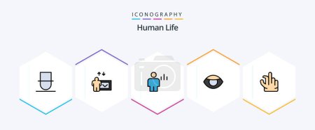 Téléchargez les illustrations : Human 25 FilledLine icon pack including pinch. vision. avatar. human. eye - en licence libre de droit
