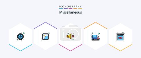 Illustration for Miscellaneous 25 FilledLine icon pack including css. fast. no. truck. delivery - Royalty Free Image