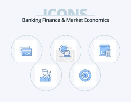 Illustration for Banking Finance And Market Economics Blue Icon Pack 5 Icon Design. card. creditcard. analysis. statistics. financial - Royalty Free Image