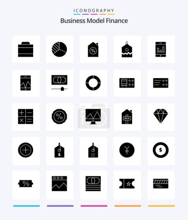 Ilustración de Creative Finance 25 Glyph Solid Black paquete de iconos como el dinero. efectivo. propiedad. smartphone. analítica - Imagen libre de derechos