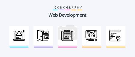 Ilustración de Web Development Line 5 Icon Pack Including setting. development. html coding. web stats. data. Creative Icons Design - Imagen libre de derechos