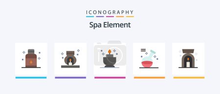 Illustration for Spa Element Flat 5 Icon Pack Including lamp. spa. spa. potion. element. Creative Icons Design - Royalty Free Image