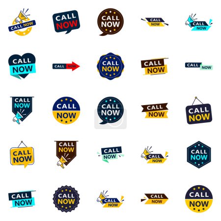 Ilustración de 25 Professional Typographic Elements for a polished calling message Call Now - Imagen libre de derechos