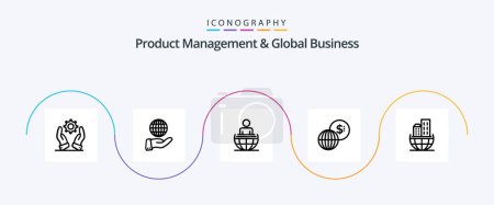 Téléchargez les illustrations : Product Managment And Global Business Line 5 Icon Pack Including architecture. modern. global process. markets. business - en licence libre de droit