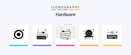 Illustration for Hardware Glyph 5 Icon Pack Including . wireless. data. keyboard. hardware. Creative Icons Design - Royalty Free Image