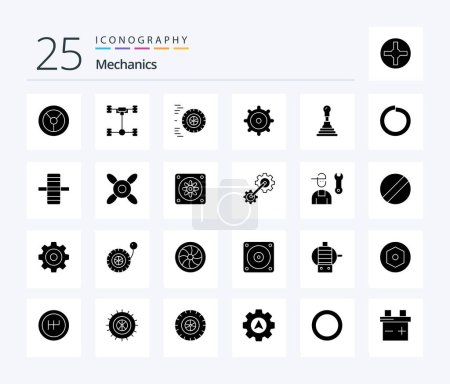 Illustration for Mechanics 25 Solid Glyph icon pack including edge. spring. wheel. bolt. auto - Royalty Free Image