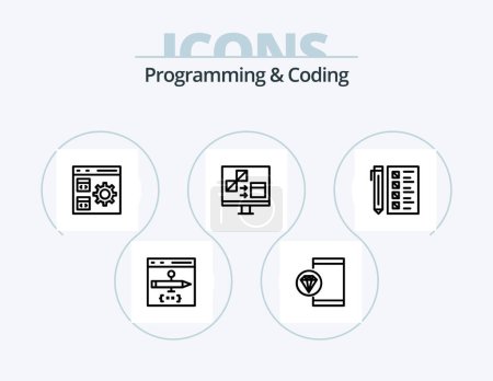 Ilustración de Programming And Coding Line Icon Pack 5 Icon Design. develop. app. development. development. coding - Imagen libre de derechos