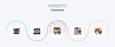 Illustration for Insurance Line Filled Flat 5 Icon Pack Including service. fire. insurance. policy. document - Royalty Free Image