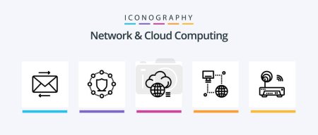 Illustration for Network And Cloud Computing Line 5 Icon Pack Including technology. map. computing. technology. internet. Creative Icons Design - Royalty Free Image