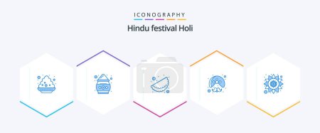 Illustration for Holi 25 Blue icon pack including pattern. wearing. food. turban. man - Royalty Free Image