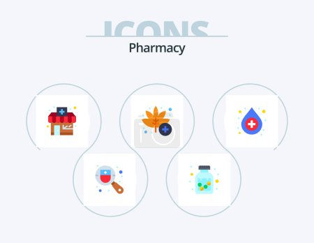 Illustration for Pharmacy Flat Icon Pack 5 Icon Design. . help. drugstore. antidote. medicine - Royalty Free Image