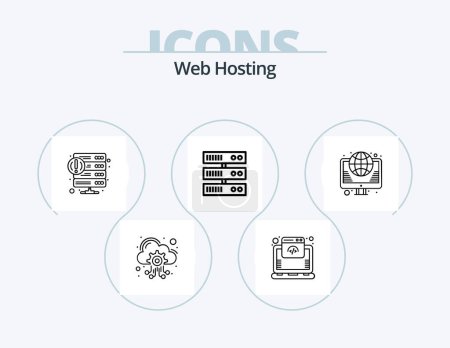 Illustration for Web Hosting Line Icon Pack 5 Icon Design. backup. fast. database. web - Royalty Free Image