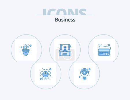 Ilustración de Business Blue Icon Pack 5 Icon Design. payment. card. cactus. seminar. conference - Imagen libre de derechos