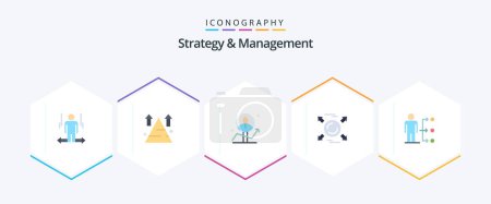 Illustration for Strategy And Management 25 Flat icon pack including direction. circle. sucess. success. chart - Royalty Free Image