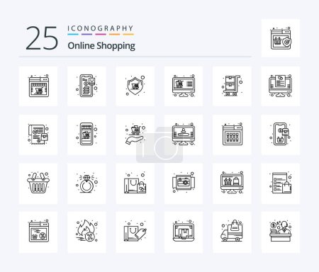 Ilustración de Compra en línea 25 Paquete de iconos de línea incluyendo lista. tienda. Compra. en línea. garantía - Imagen libre de derechos