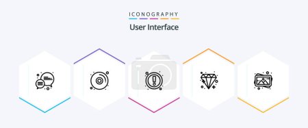 Illustration for User Interface 25 Line icon pack including . painting. ui. frame. jewel - Royalty Free Image