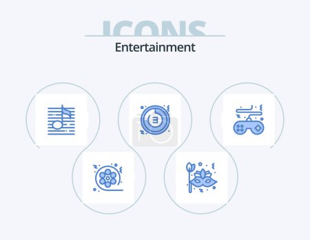 Illustration for Entertainment Blue Icon Pack 5 Icon Design. time. countdown. face. media. audio - Royalty Free Image